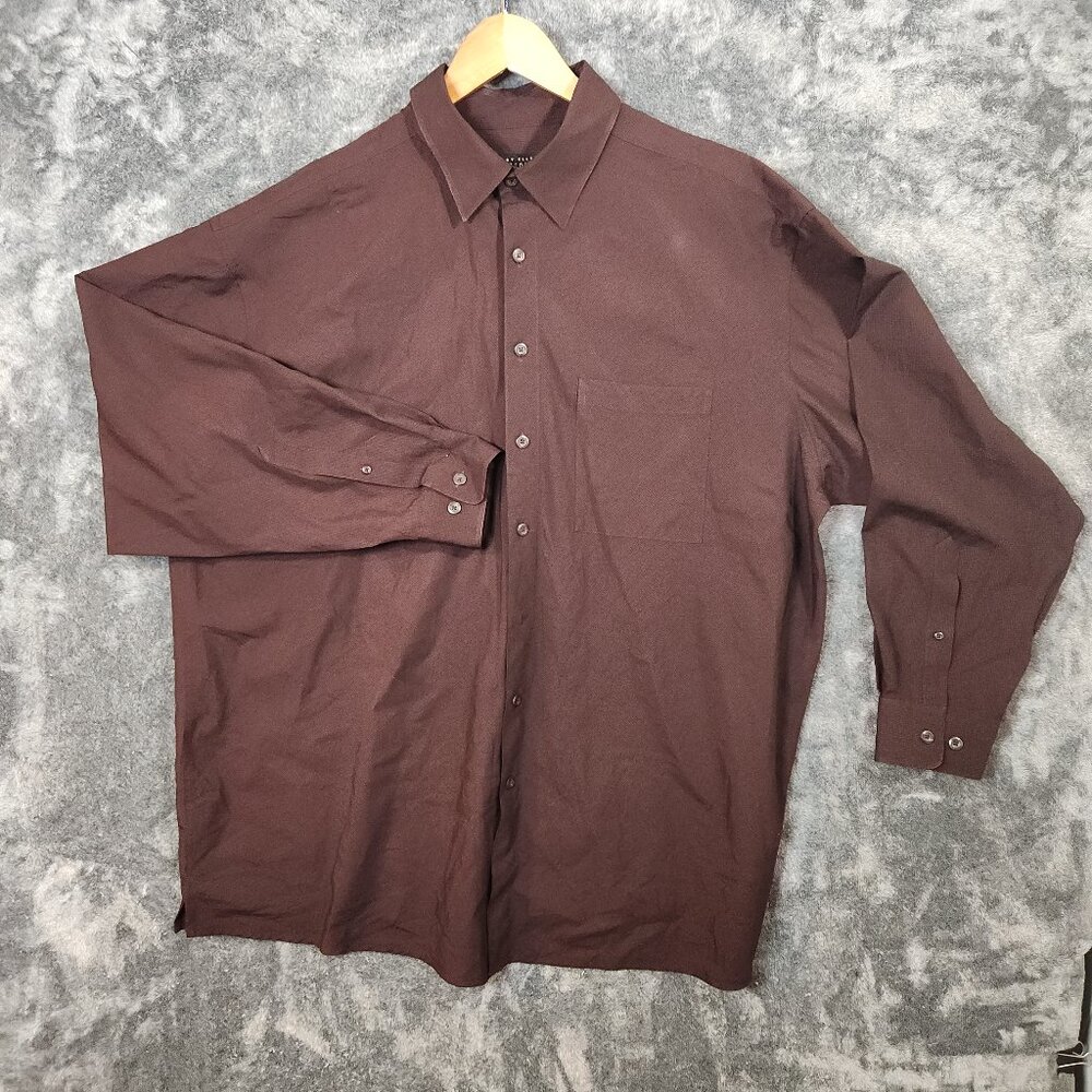 Perry Ellis Dress Shirt Button Up Pockets Men's 2X Long Sleeve Burgundy Red - Picture 1 of 12